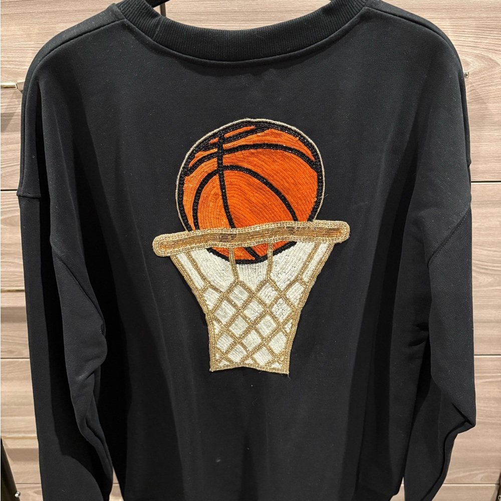 Laines London Embellished Black Basketball Sweatshirt New w Tags! Size M